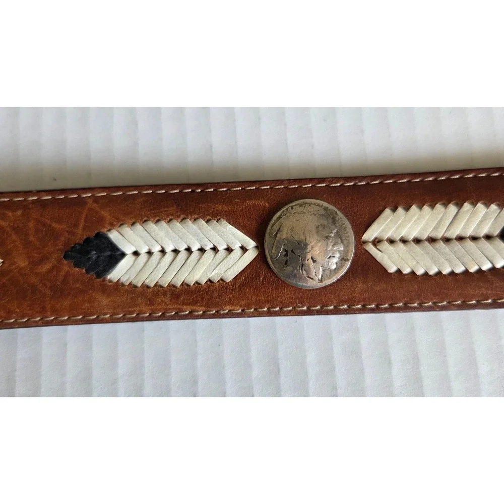 Silver Creek Classics Belt Leather Buffalo Nickel Western 53509 Mens Size 32